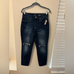 Old Navy Blue Ankle Cropped Jeans with Distressed Details